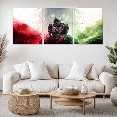Anime Metal Poster Set of 3 | Demon Slayer | Gyutaro Upper Moon Demon Triptych Wall Art