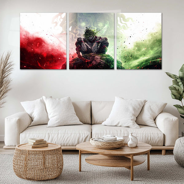 Anime Metal Poster Set of 3 | Demon Slayer | Gyutaro Upper Moon Demon Triptych Wall Art
