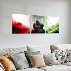 Anime Metal Poster Set of 3 | Demon Slayer | Gyutaro Upper Moon Demon Triptych Wall Art