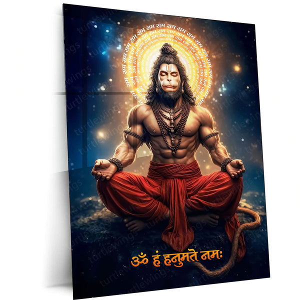 Spiritual God Metal Poster  | Lord Hanuman Ji Metal Poster | Devotional Wall Art | Bajrangbali Spiritual Frame