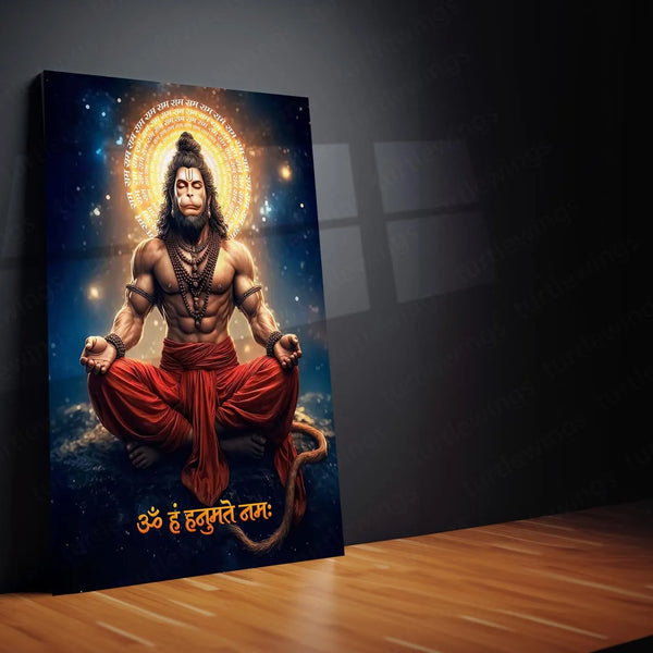 Spiritual God Metal Poster  | Lord Hanuman Ji Metal Poster | Devotional Wall Art | Bajrangbali Spiritual Frame