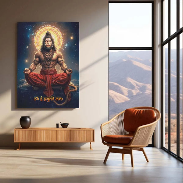 Spiritual God Metal Poster  | Lord Hanuman Ji Metal Poster | Devotional Wall Art | Bajrangbali Spiritual Frame
