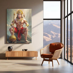 Spiritual God Metal Poster | Lord Hanuman Ji Metal Poster | Devotional Wall Art | Bajrangbali Spiritual Frame 01 - TURTLEWINGS 