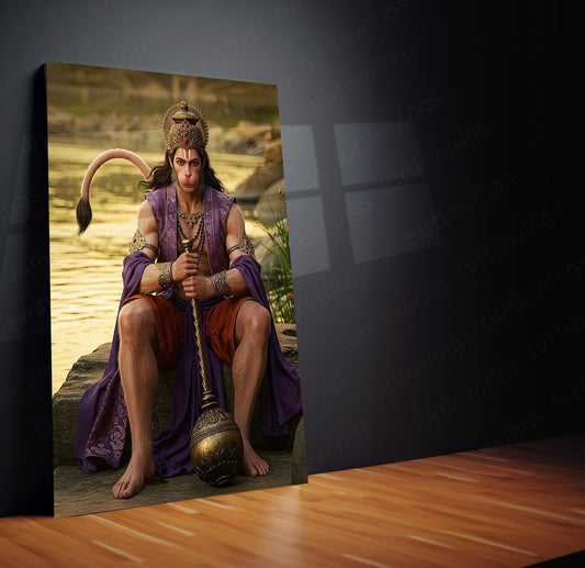 Spiritual God Metal Poster  | Lord Hanuman Ji Metal Poster | Devotional Wall Art | Bajrangbali Spiritual Frame 02