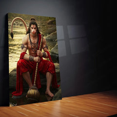 Spiritual God Metal Poster | Lord Hanuman Ji Metal Poster | Devotional Wall Art | Bajrangbali Spiritual Frame 03 - TURTLEWINGS 