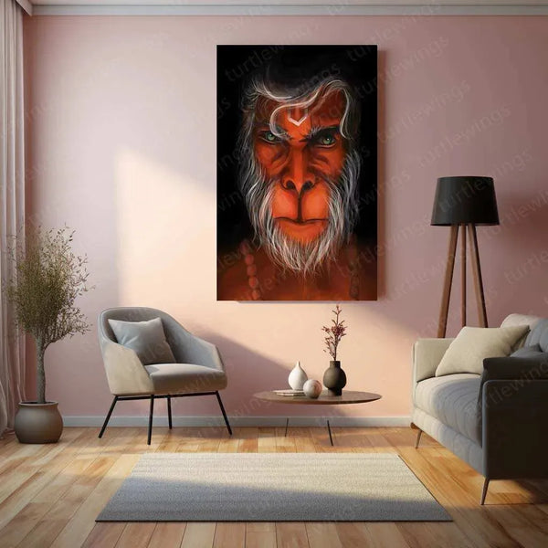 Hanuman Metal Poster – Divine Strength & Devotion Wall Art | Bajrangbali Spiritual Decor 2 - TURTLEWINGS 