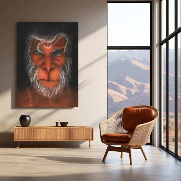 Hanuman Metal Poster – Divine Strength & Devotion Wall Art | Bajrangbali Spiritual Decor 2 - TURTLEWINGS 