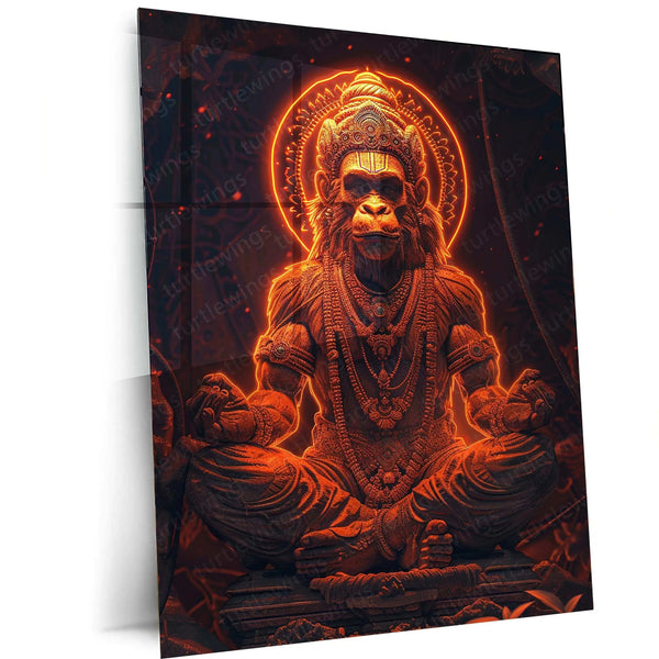 Hanuman Metal Poster – Divine Strength & Devotion Wall Art | Bajrangbali Spiritual Decor 3 - TURTLEWINGS 