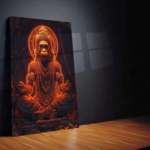 Hanuman Metal Poster – Divine Strength & Devotion Wall Art | Bajrangbali Spiritual Decor 3 - TURTLEWINGS 