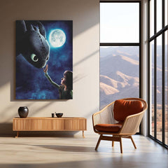 How to Train Your Dragon – Hiccup & Toothless Under the Moonlight Metal Poster | Fantasy Wall Frame