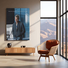 Quote Metal Poster | Brad Pitt – Happiness Is a Decision | Positive Mindset Motivational Metal Frame | Inspirational Wall Art