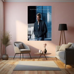 Quote Metal Poster | Brad Pitt – Happiness Is a Decision | Positive Mindset Motivational Metal Frame | Inspirational Wall Art