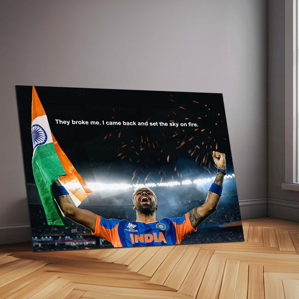 Cricket Metal Frame | Hardik Pandya – They Broke Me, I Came Back And Set The Sky On Fire | ICC Men's T20 World Cup 2026 Metal Frame