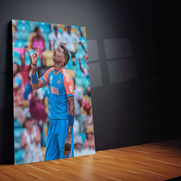 Hardik Pandya Metal Poster – Cricket Wall Art | Mumbai Indians | Team India - TURTLEWINGS 