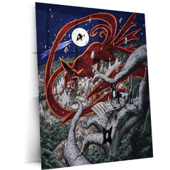 Anime Metal Poster | Hashirama Senju vs Madara Uchiha Final Valley Battle Metal Poster | Nine-Tails Kurama Naruto Anime Wall