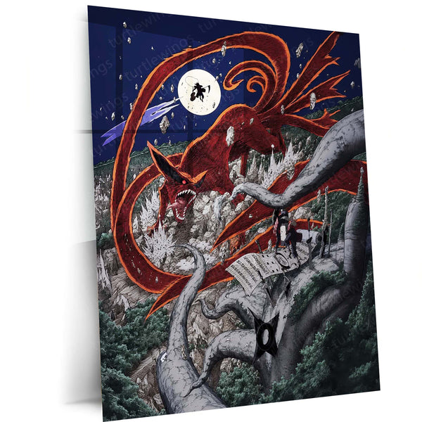 Anime Metal Poster | Hashirama Senju vs Madara Uchiha Final Valley Battle Metal Poster | Nine-Tails Kurama Naruto Anime Wall