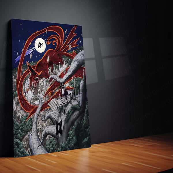 Anime Metal Poster | Hashirama Senju vs Madara Uchiha Final Valley Battle Metal Poster | Nine-Tails Kurama Naruto Anime Wall