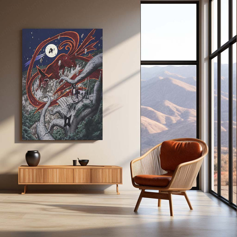 Anime Metal Poster | Hashirama Senju vs Madara Uchiha Final Valley Battle Metal Poster | Nine-Tails Kurama Naruto Anime Wall