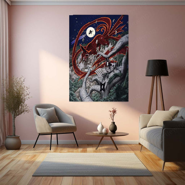 Anime Metal Poster | Hashirama Senju vs Madara Uchiha Final Valley Battle Metal Poster | Nine-Tails Kurama Naruto Anime Wall