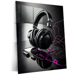 Headphone Art Metal Frame | Vibrant Music Lover Wall Decor - TURTLEWINGS 