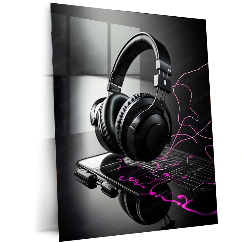 Headphone Art Metal Frame | Vibrant Music Lover Wall Decor - TURTLEWINGS 