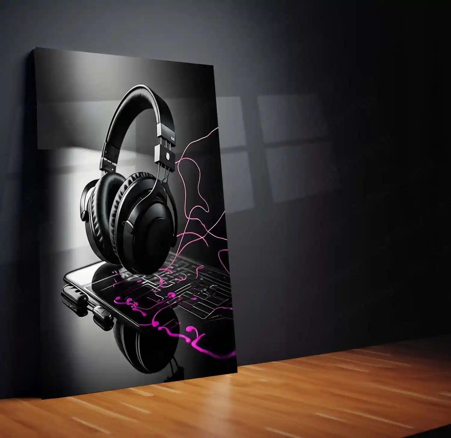 Headphone Art Metal Frame | Vibrant Music Lover Wall Decor