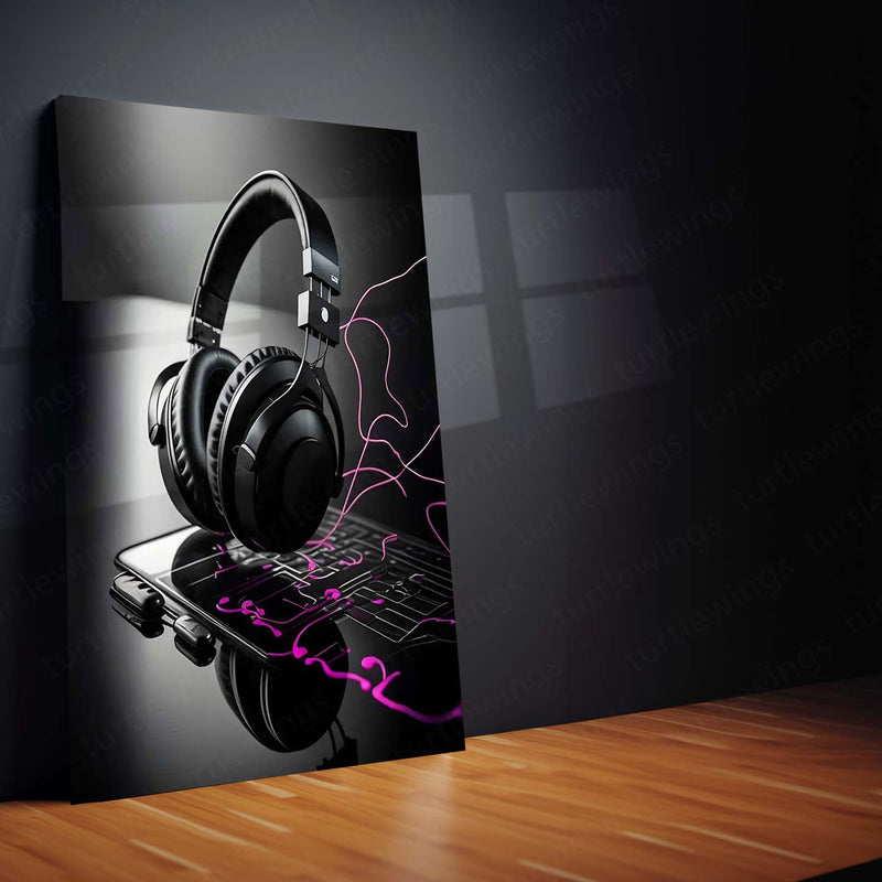 Headphone Art Metal Frame | Vibrant Music Lover Wall Decor - TURTLEWINGS 