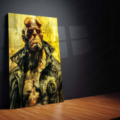 Hellboy – Dark Comic Legend | Golden Portrait Edition Metal Poster | Comic Wall Frame