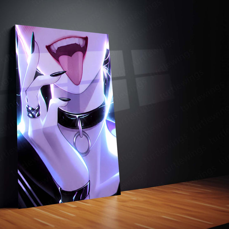 Anime Metal Poster Set of 9 | Himiko Toga | My Hero Academia Anime Wall Art | Villain Girl Purple Neon 9 Panel Metal Print