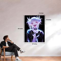 Anime Metal Poster Set of 9 | Himiko Toga | My Hero Academia Anime Wall Art | Villain Girl Purple Neon 9 Panel Metal Print
