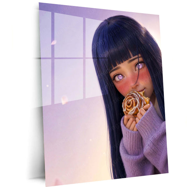 Anime Metal Poster | Hinata Hyuga Anime Metal Poster | Naruto Cute Purple Aesthetic Wall Art | Premium Metal Print