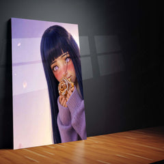 Anime Metal Poster | Hinata Hyuga Anime Metal Poster | Naruto Cute Purple Aesthetic Wall Art | Premium Metal Print