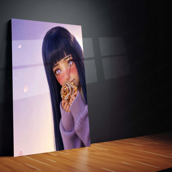 Anime Metal Poster | Hinata Hyuga Anime Metal Poster | Naruto Cute Purple Aesthetic Wall Art | Premium Metal Print