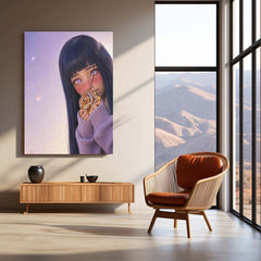 Anime Metal Poster | Hinata Hyuga Anime Metal Poster | Naruto Cute Purple Aesthetic Wall Art | Premium Metal Print