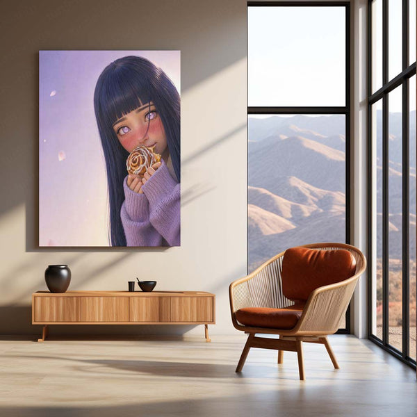 Anime Metal Poster | Hinata Hyuga Anime Metal Poster | Naruto Cute Purple Aesthetic Wall Art | Premium Metal Print