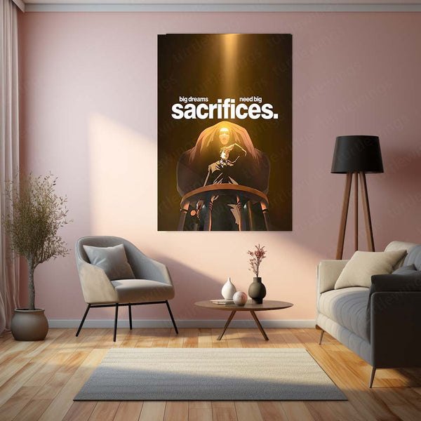 Anime Metal Poster | Big Dreams Need Big Sacrifices Anime Quote Metal Poster | Motivational Manga Wall Art | Premium Metal Print