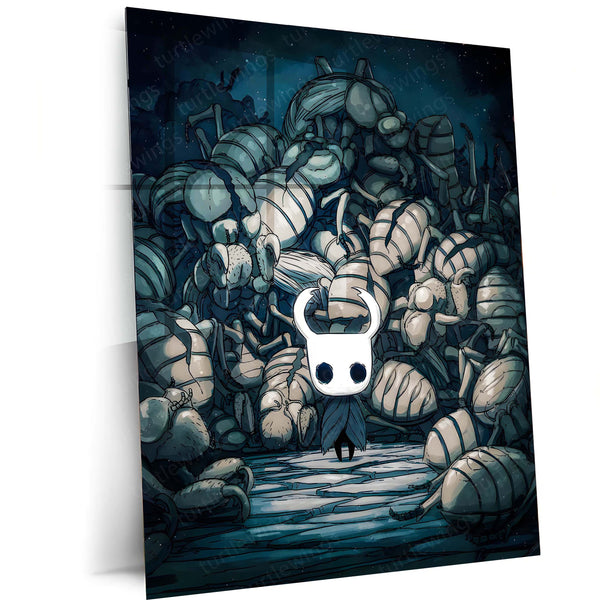 Game Metal Poster | Hollow Knight – The Slayer of Shadows | Cinematic Indie Game Metal Frame Poster