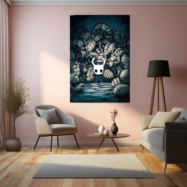 Game Metal Poster | Hollow Knight – The Slayer of Shadows | Cinematic Indie Game Metal Frame Poster