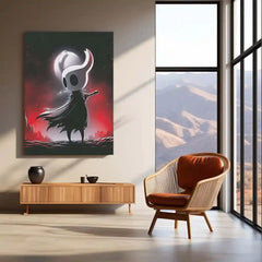 Hollow Knight – Silent Guardian | Dark Fantasy Metal Frame Wall Art | Gaming Room & Indie Game Decor Wall Art - TURTLEWINGS 