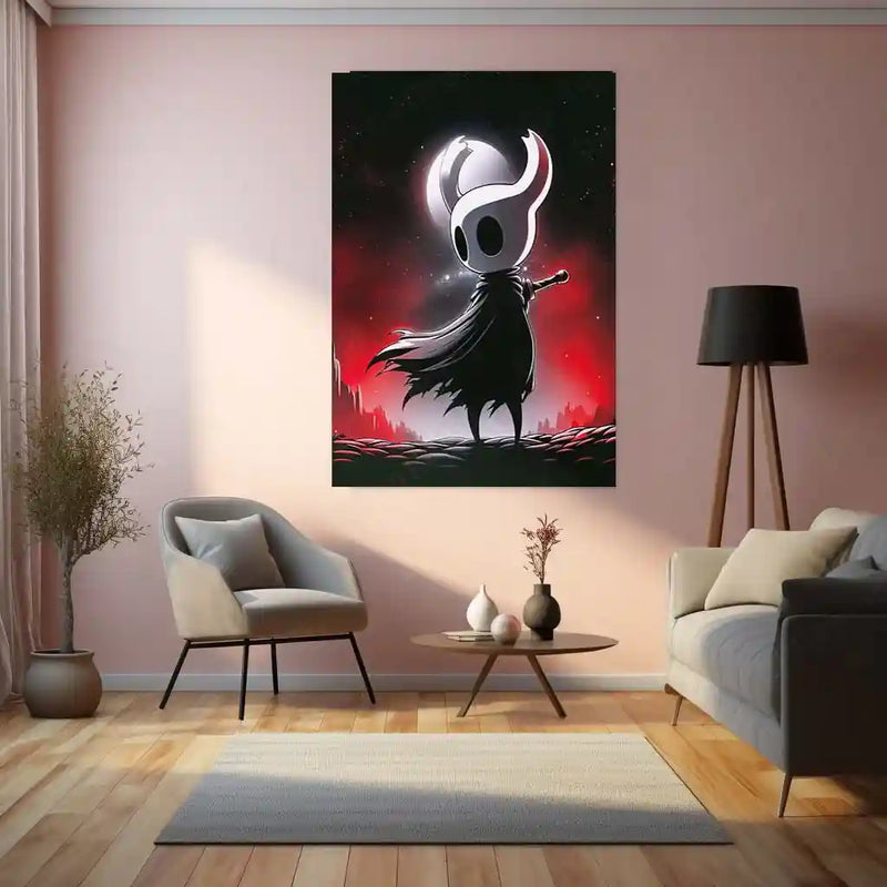 Hollow Knight – Silent Guardian | Dark Fantasy Metal Frame Wall Art | Gaming Room & Indie Game Decor Wall Art - TURTLEWINGS 