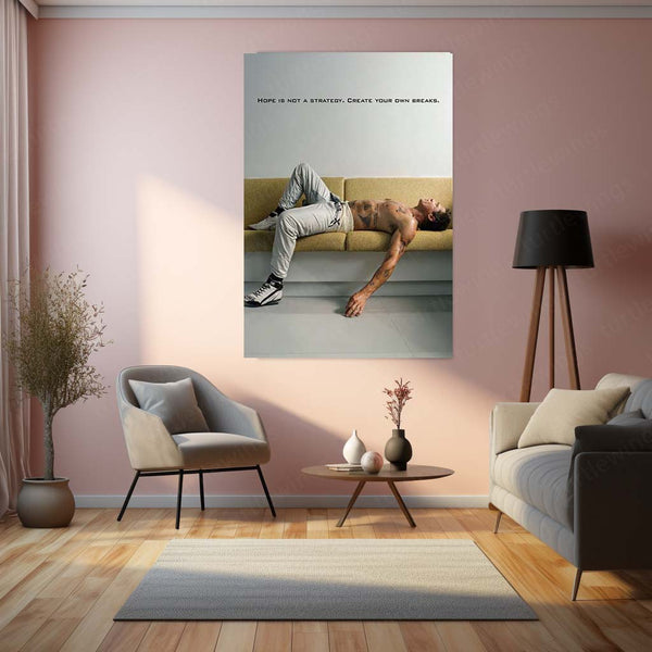 Quote Metal Poster | Brad Pitt – Hope Is Not a Strategy | Create Your Own Breaks Motivational Metal Frame | Success Mindset