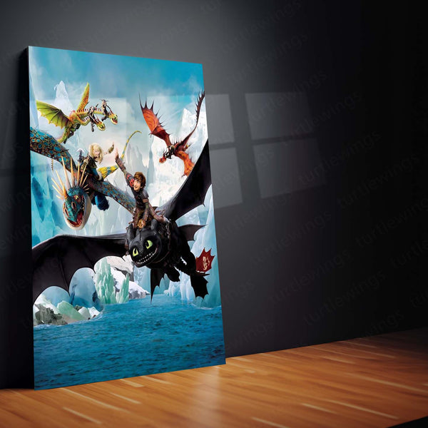 Toothless & Hiccup – How To Train Your Dragon | Sky Riders Adventure Metal Poster | Fantasy Wall Frame