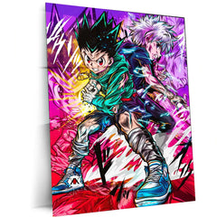 Anime Metal Poster | Hunter × Hunter – Unbreakable Will | Pink Power Metal Frame | Elite Anime Battle Wall Art - TURTLEWINGS 