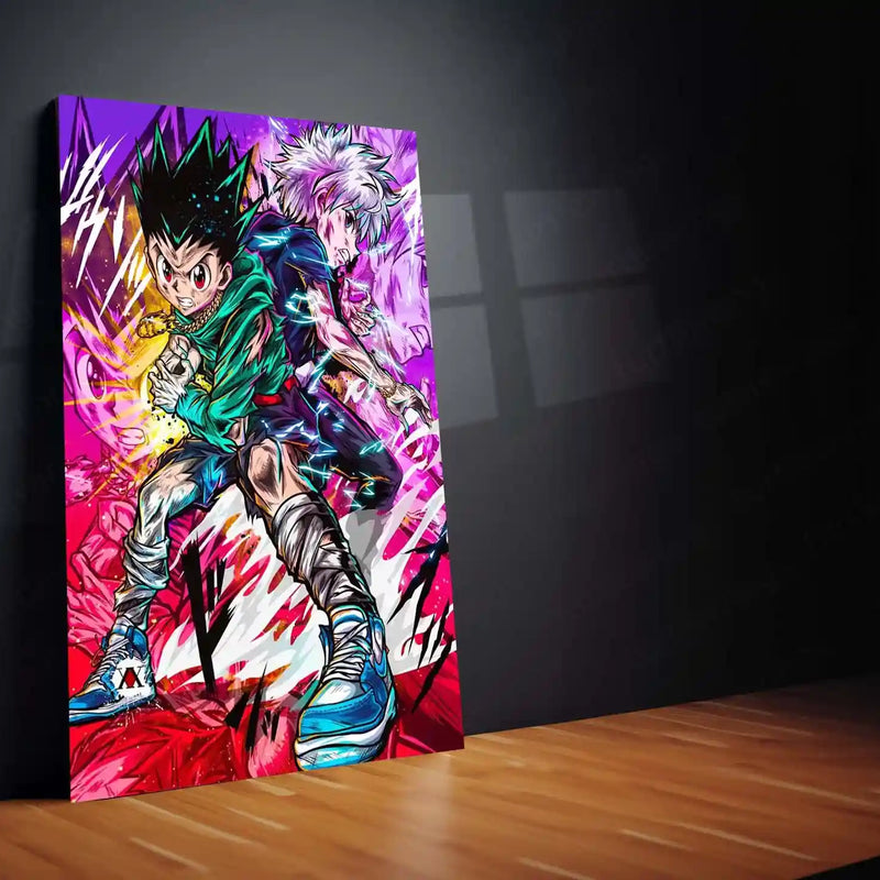 Anime Metal Poster | Hunter × Hunter – Unbreakable Will | Pink Power Metal Frame | Elite Anime Battle Wall Art - TURTLEWINGS 