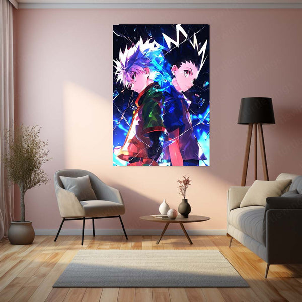 Anime Metal Poster | Hunter x Hunter – Gon & Killua Shattered Energy Duo Metal Poster | Anime Wall Frame