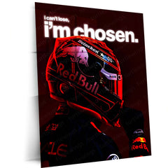 Quote Metal Poster | Max Verstappen – I Can’t Lose, I’m Chosen Metal Frame  F1 Champion Destiny & Unshakeable Mindset Wall Art | Elite Racer Motivation Quote Metal Poster