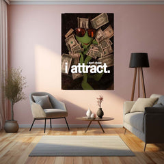 Quote Metal Poster | I Don’t Chase, I Attract Metal Poster | Abundance Mindset Wall Art | Premium Motivational Metal Poster