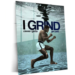 Quote Metal Poster | Muhammad Ali – I Grind Because I Get Paid Metal Frame Discipline, Hustle & Champion Work Ethic Motivational Wall Art | Boxing Legacy Quote Metal Poster - TURTLEWINGS 
