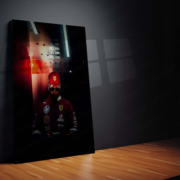 Quote Metal Poster | Lewis Hamilton – I Will Win Metal Frame Unbreakable Focus & Champion’s Mindset Formula One Wall Art | Elite Winning Mentality Quote Metal Poster