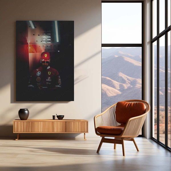 Quote Metal Poster | Lewis Hamilton – I Will Win Metal Frame Unbreakable Focus & Champion’s Mindset Formula One Wall Art | Elite Winning Mentality Quote Metal Poster